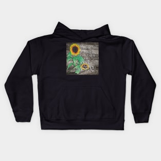 Farmhouse Sunflower Design & Quote: On The Darkest Days, Reach For Your Sunshine! Rustic Country Home Decor & Gifts Kids Hoodie